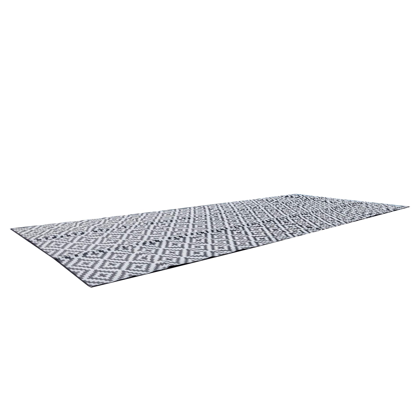 Outdoor Rug/Camping Mat - Large Diamond Black and Grey