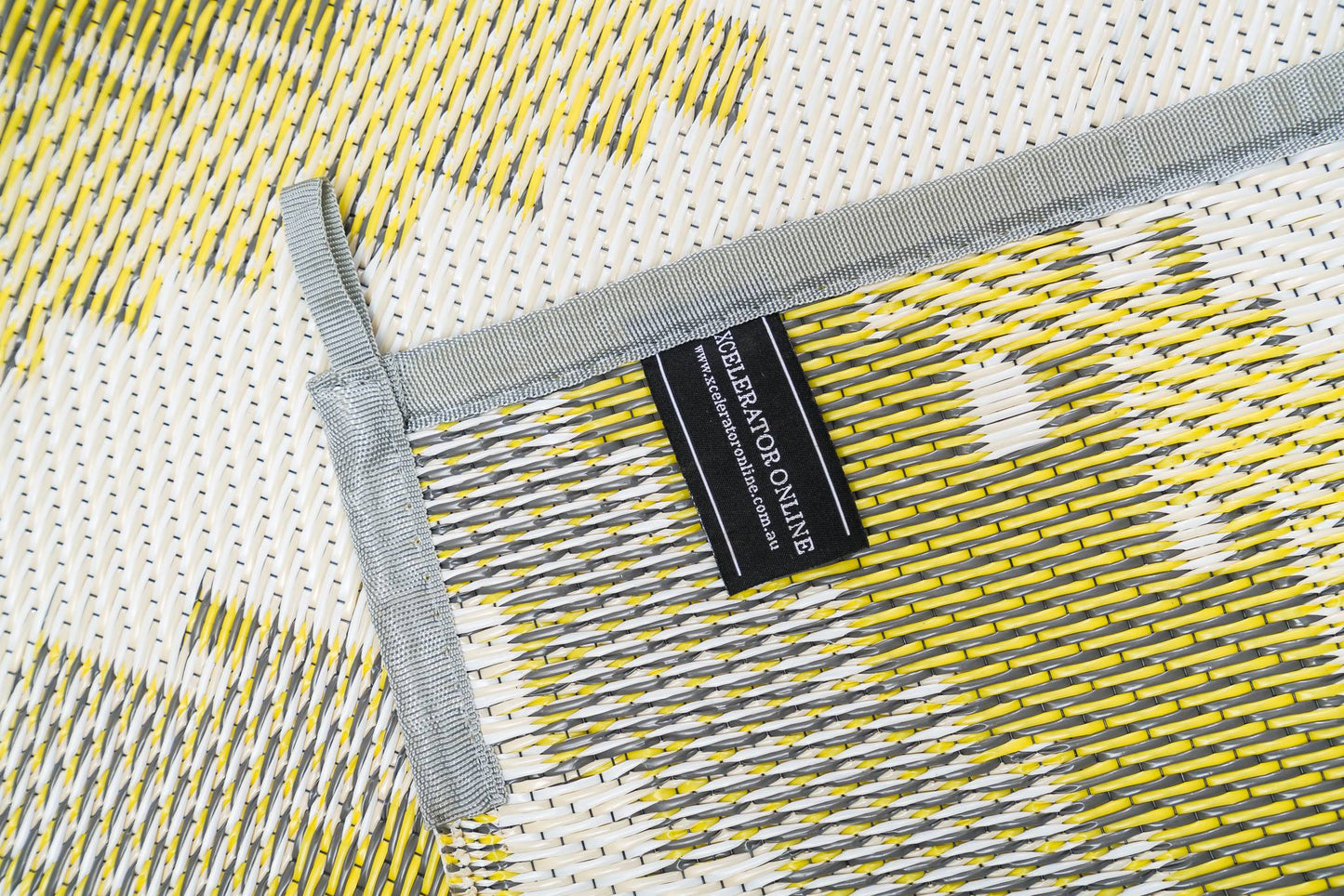 Lisboa yellow white grey outdoor rug folded compact for travel camping mat