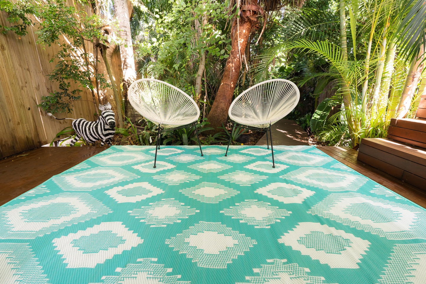 Outdoor Rug - Positano Aqua And White