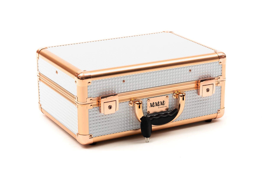 Makeup Case with Bluetooth- Rose Gold & White Diamond