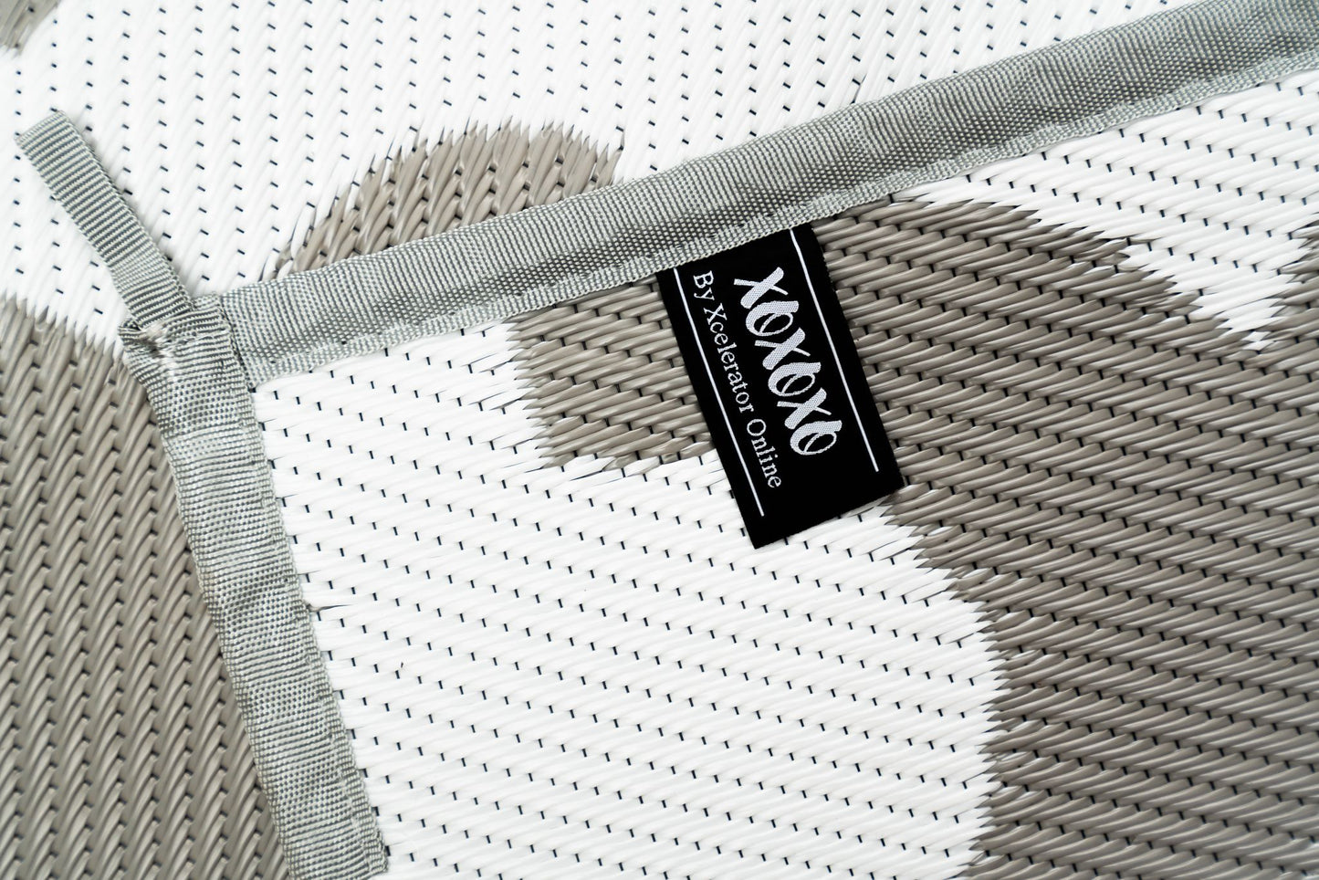 Close up morocco grey outdoor rug