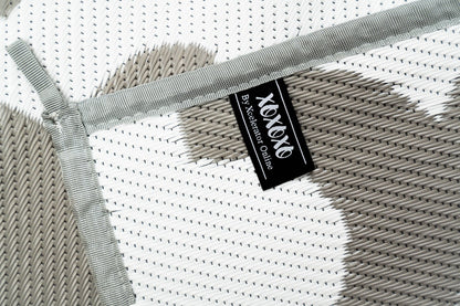 Close up morocco grey outdoor rug