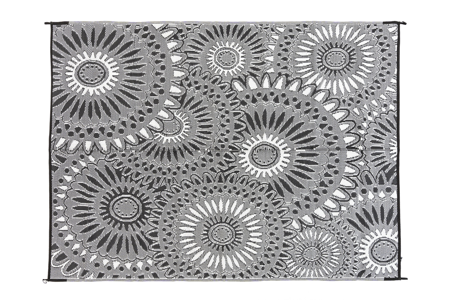 Flower wheel black and white geometric pattern detail
