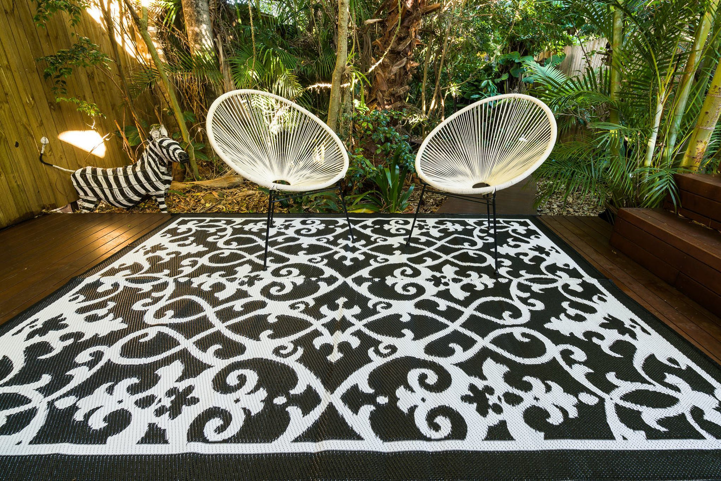 Gatsby  and white outdoor rug waterproof reversible camping mat