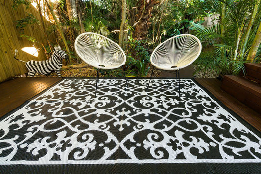 Gatsby  and white outdoor rug waterproof reversible camping mat