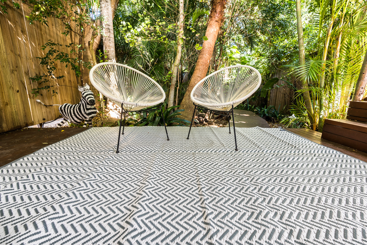 Herringbone cool grey outdoor rug waterproof reversible camping mat