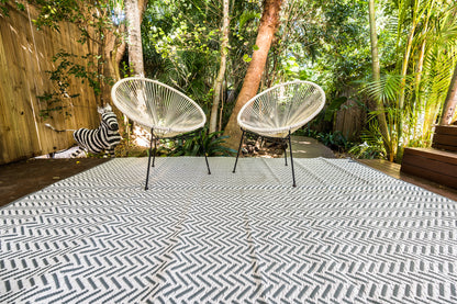 Herringbone cool grey outdoor rug waterproof reversible camping mat