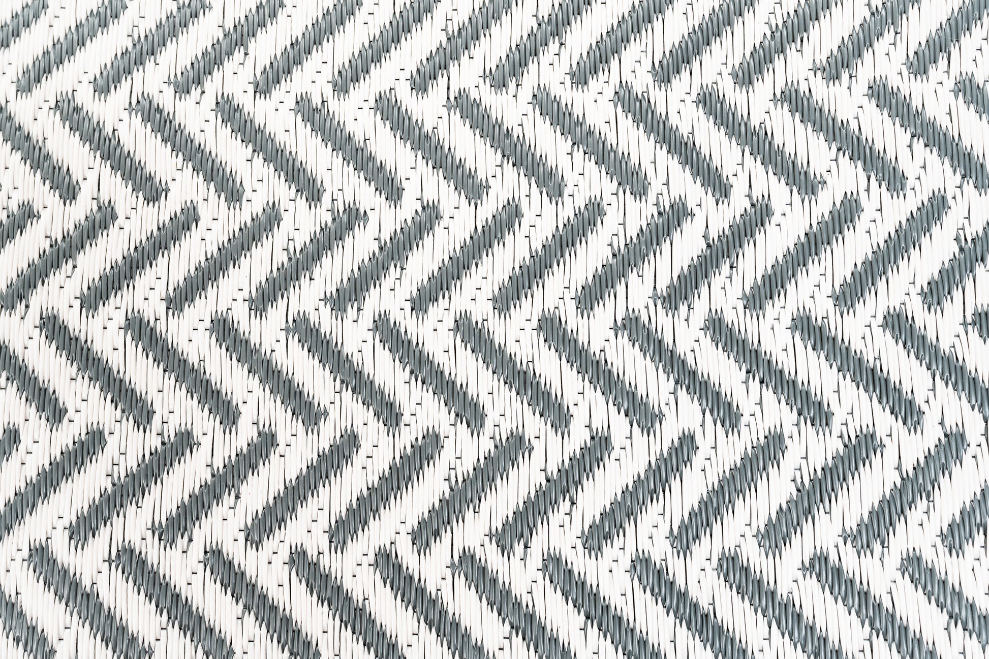 herringbone cool grey outdoor rug woven polypropylene texture close up