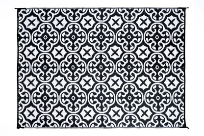 Lisboa  black outdoor rug woven polypropylene texture close up