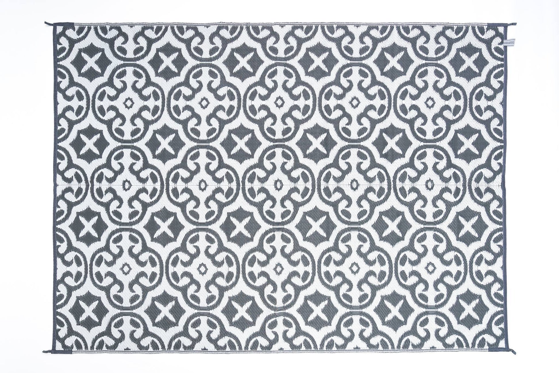 Lisboa Grey outdoor rug used for camping caravan patio outdoor setup