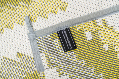 Lisboa yellow white grey outdoor rug folded compact for travel camping mat