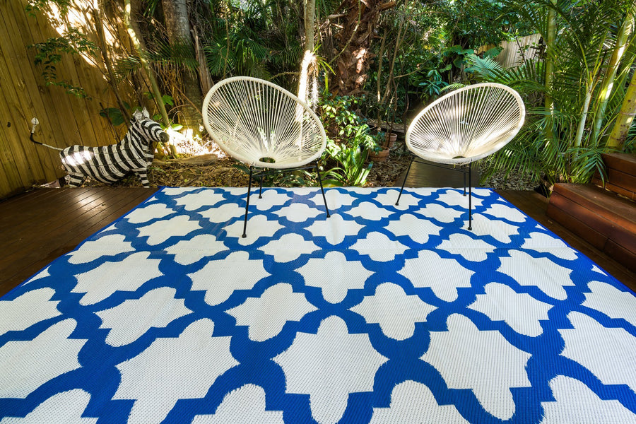 Outdoor Rug - Morocco Blue And White