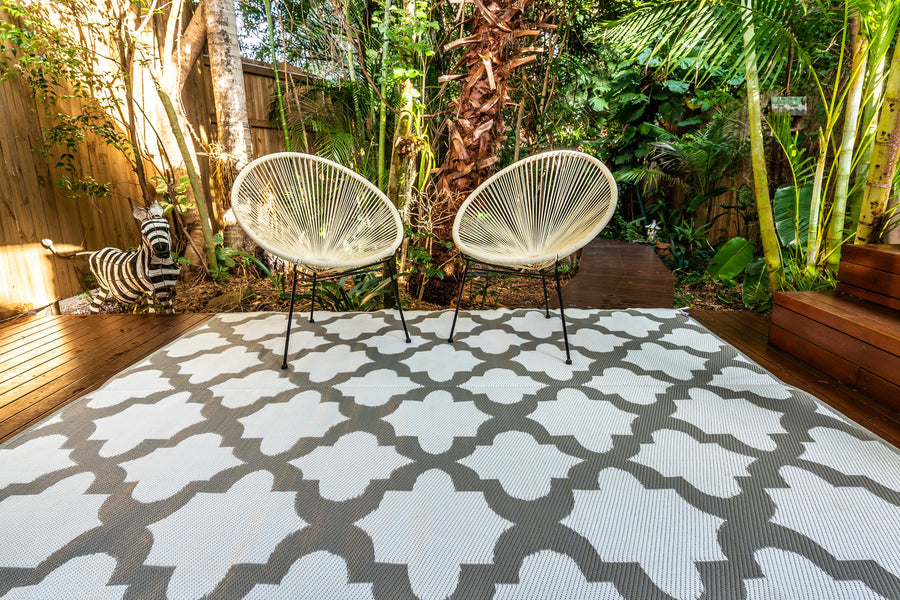 Outdoor Rug - Morocco Grey And White