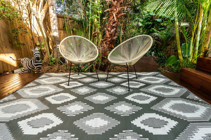positano grey and white outdoor rug waterproof reversible camping mat