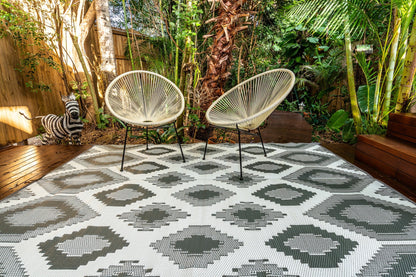 positano grey outdoor rug used for camping caravan patio outdoor setup