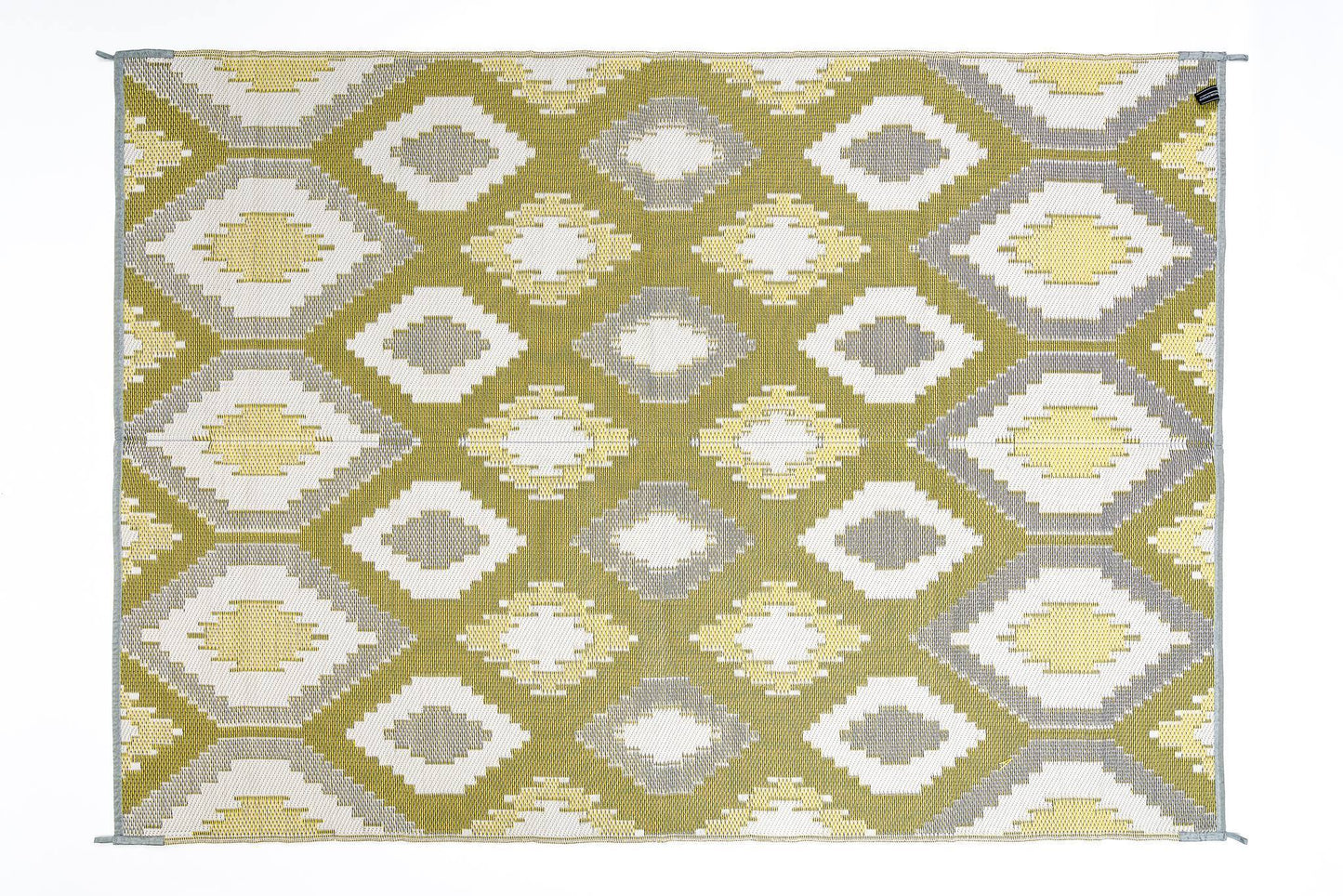 outdoor rug positano yellow grey and white geometric pattern detail