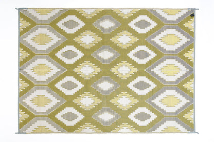 outdoor rug positano yellow grey and white geometric pattern detail