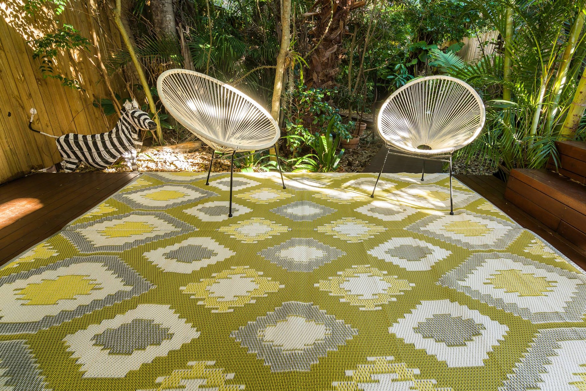 Positano yellow grey and white outdoor rug waterproof reversible camping mat