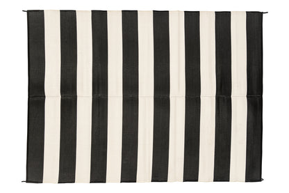 striped outdoor rug black and white pattern detail