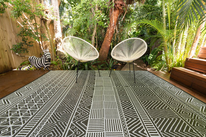 Swazi black outdoor rug waterproof reversible camping mat